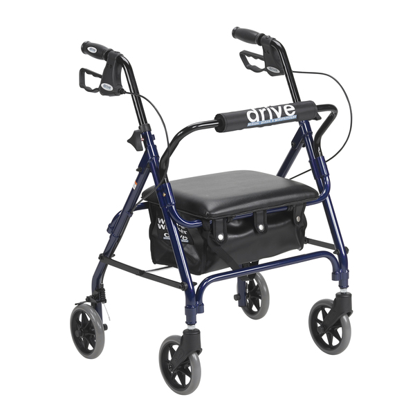 Drive Medical Junior Rollator w/ Padded Seat, Blue 301psbn